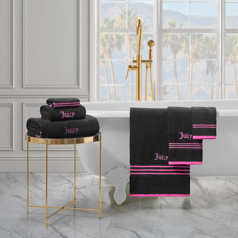 Juicy Couture Neon Border Bath Towels 6-Piece 2 Bath towels 2 Hand towels 2 Washcloths - 28"x54"/16"x26"/12"x12"