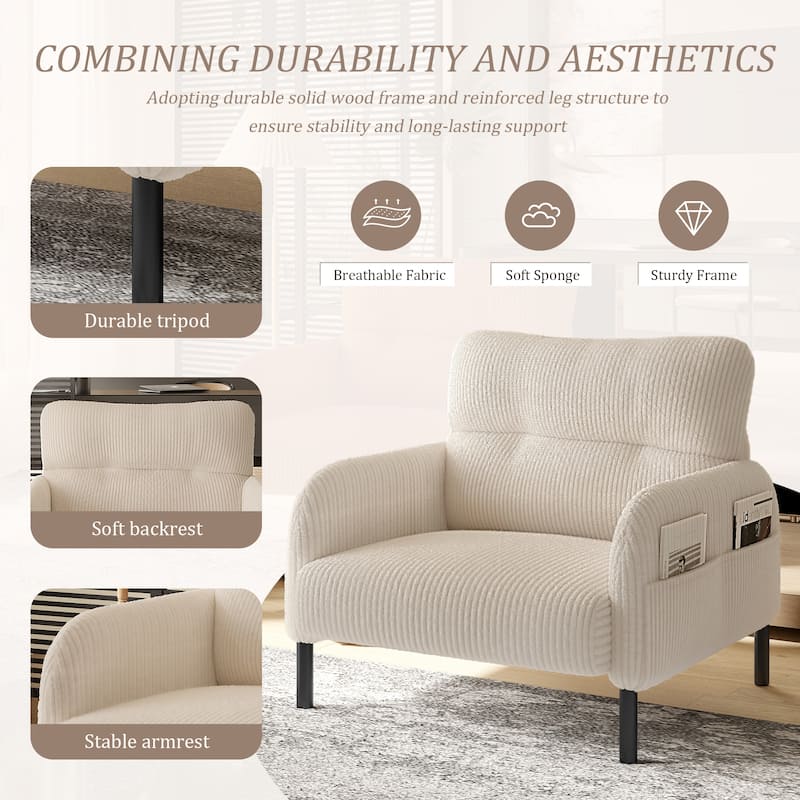 Beige Side Chair Accent Chair Office Chair, Comfortable Coffee Chair Lobby Chair Padded Chair Sofa Chair