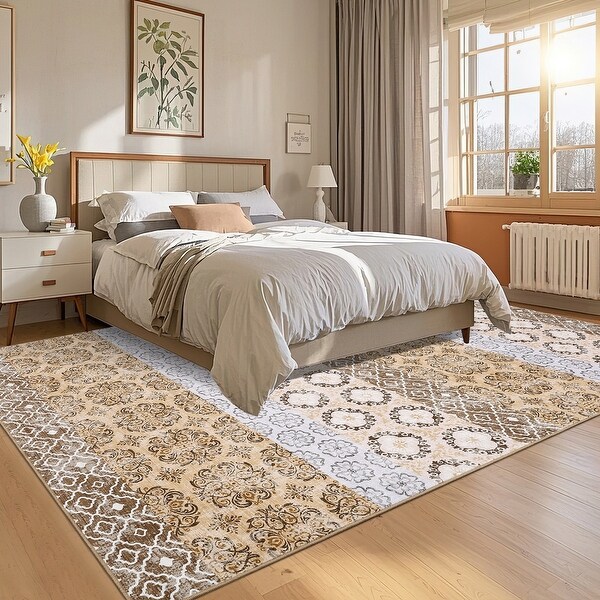 Garvee Vintage Patchwork Floral Geometric Area Rug - Bed Bath