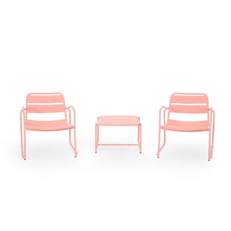 Cowan Outdoor Modern 2 Seater Chat Set by Christopher Knight Home - Matte Coral