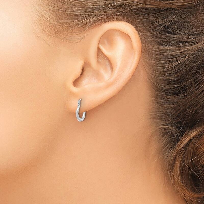 Curata 14k White Gold Small Polished Twist Hoop Earrings 12.99x1.5mm