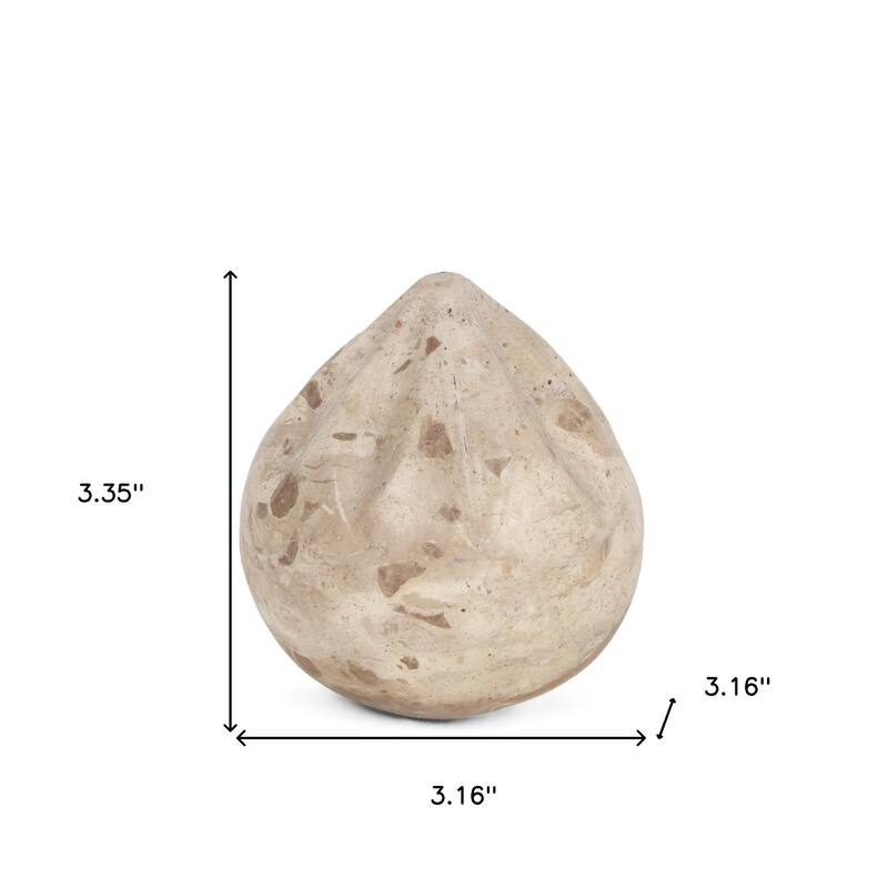 HomeRoots 3" Beige Marble Modern Abstract Tabletop Sculpture - 3.16 in. x 3.35 in. x 3.16 in.