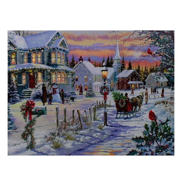 Shop Fiber Optic and LED Lighted Snowy Christmas Village Canvas Wall