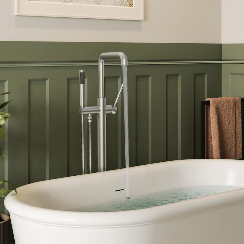 Freestanding Tub Faucet with Hand Shower,Modern Floor-Mount Bathtub Faucet