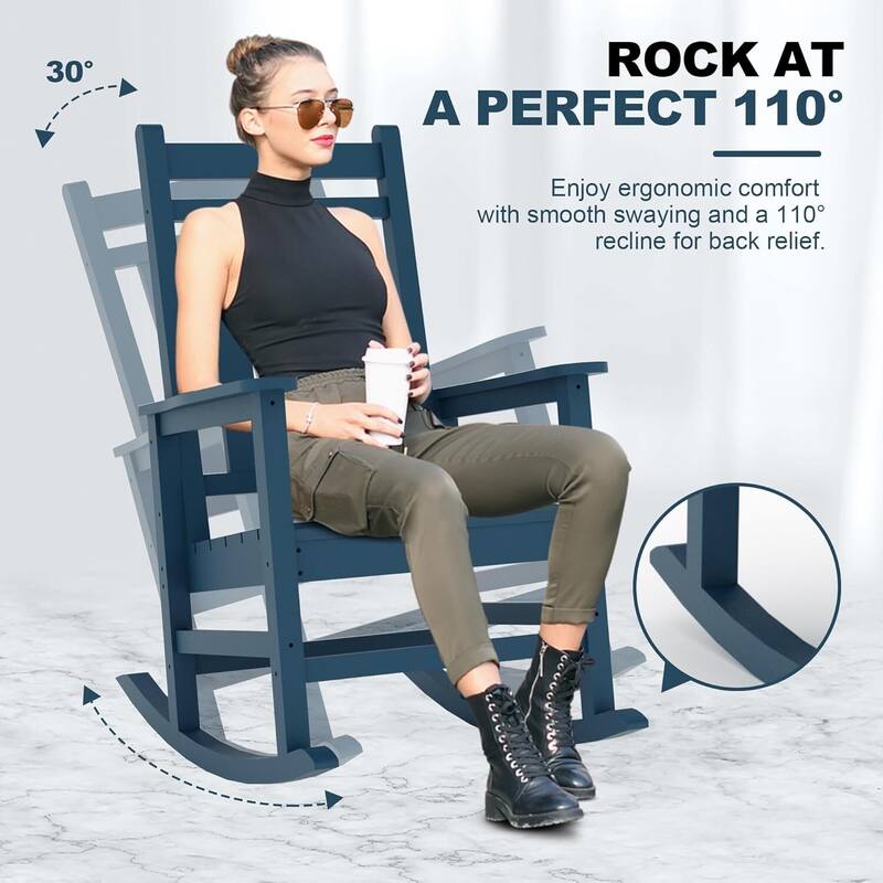 Patio High Back Porch Rocking Chair for Outside - 1PC