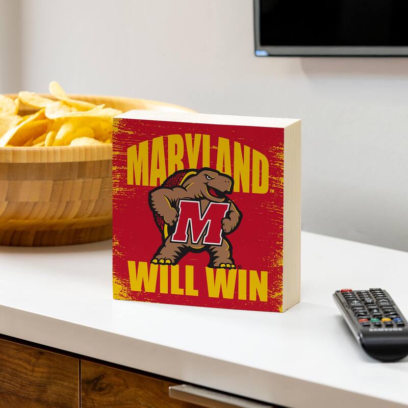 University of Maryland Wooden Tabletop Mantel Shelf Sign - 6" x 6"