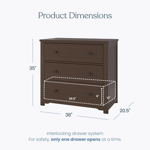 dimension image slide 5 of 6, Child Craft Harmony 3-drawer Dresser with Dressing Kit