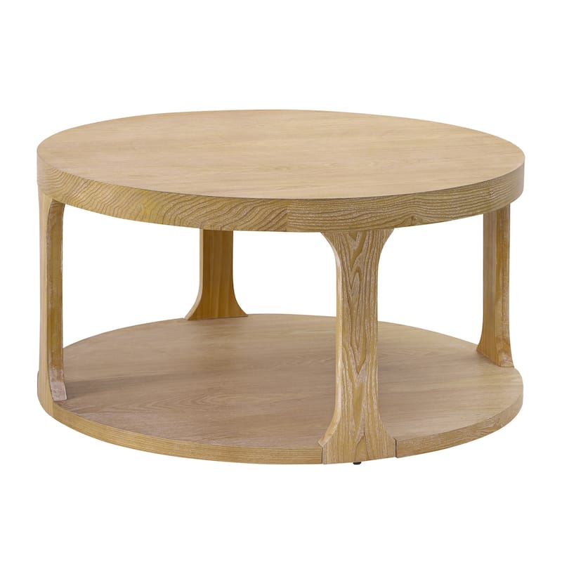 Christopher Knight Home - Modern Farmhouse Round Coffee Table with 2-Tier Storage Shelf