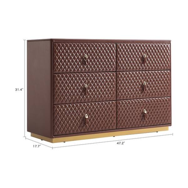 FUKAYI Faux Oil Waxed Leather Chest of Drawers for Bedroom Tall Dresser  with 6 Drawer Storage Organizer Storage - Bed Bath & Beyond - 41331368