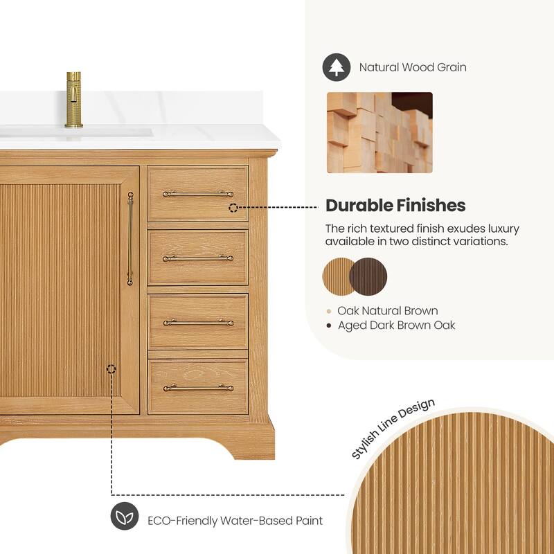 Tokyo Bath Vanity with Quartz Stone Top without Mirror