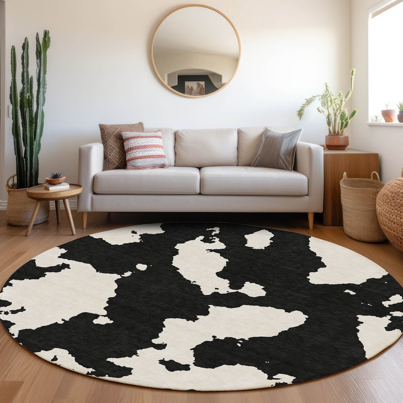 Premium Washable Super Soft Contemporary Islands Mayfield Rug - Black - 8' x 8'