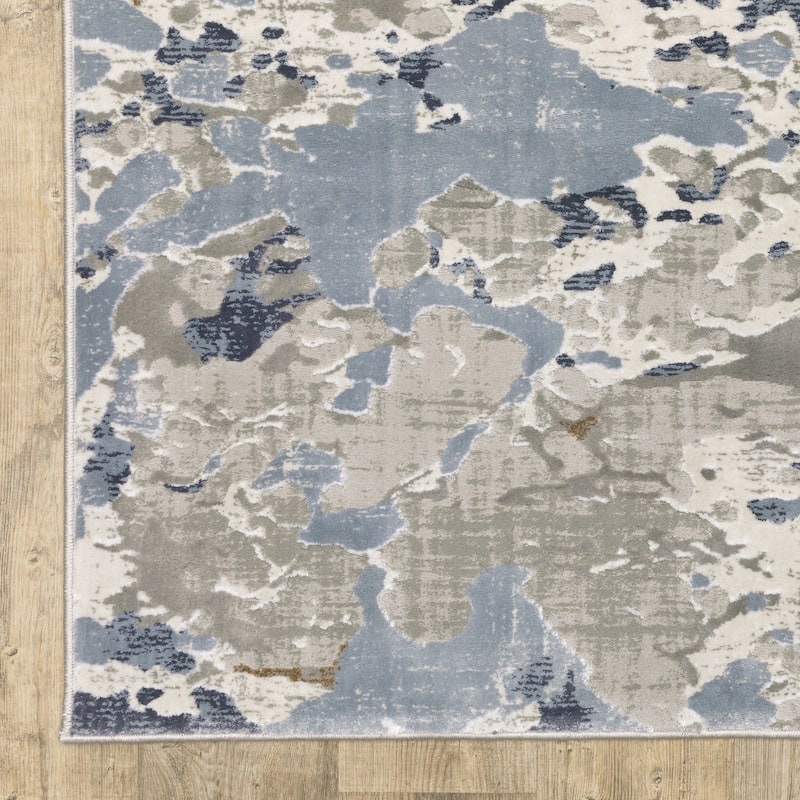 Style Haven Emery Modern Abstract Grey/ Blue Mixed Pile Area Rug