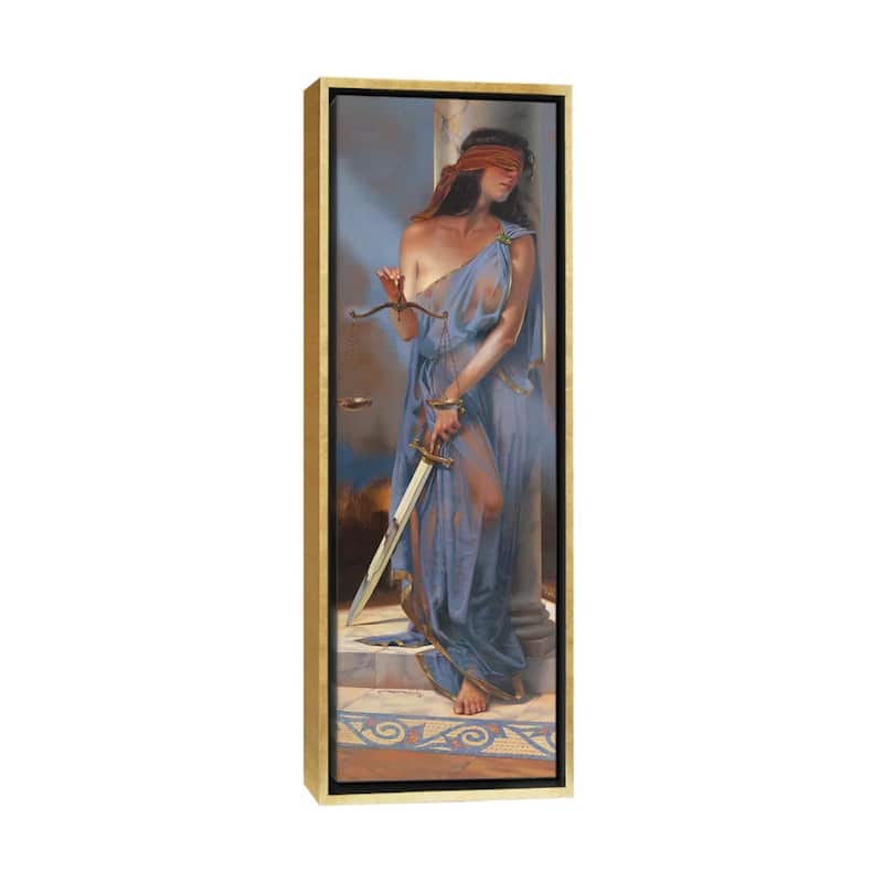 iCanvas "Lady Justice" by Maher Morcos Framed Canvas Print - 72x24 - Gold