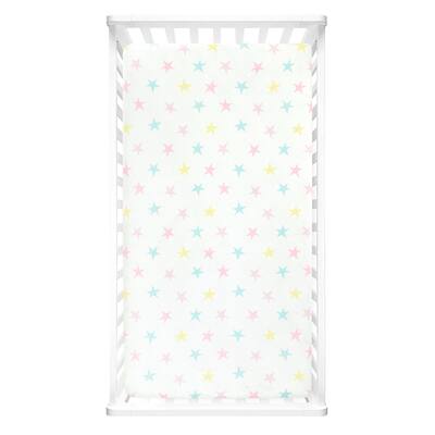 Lush Decor Baby Rainbow Allover Stars Soft & Plush Fitted Crib Sheet - 52"x 28" x 9"