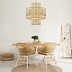 preview thumbnail 8 of 14, KAWOTI 6-Light Gold Tiered Chandelier Pendant Light with Rattan Shade - 26 '' L x 26'' W x 47.75'' H