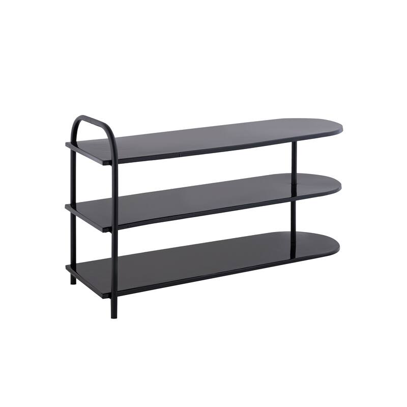 happimess Modern 24" 9-Pair 3-Tier Iron Curved Decker Shoe Rack