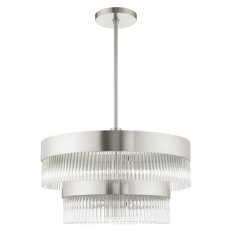 Livex Lighting 7-light Brushed Nickel Chandelier, 49825-91 - 24" DIA X 23.5" - 53.5" ADJ. H