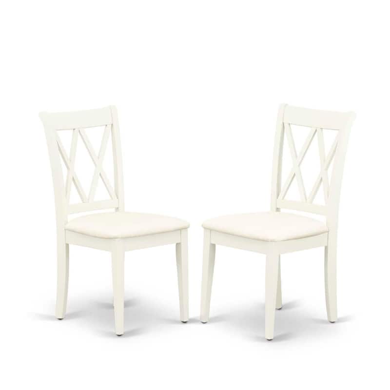 HomeStock 7-Piece Rectangle Linen White Finish Solid Wood Top Dining Table with 6-Chairs with Cross Back
