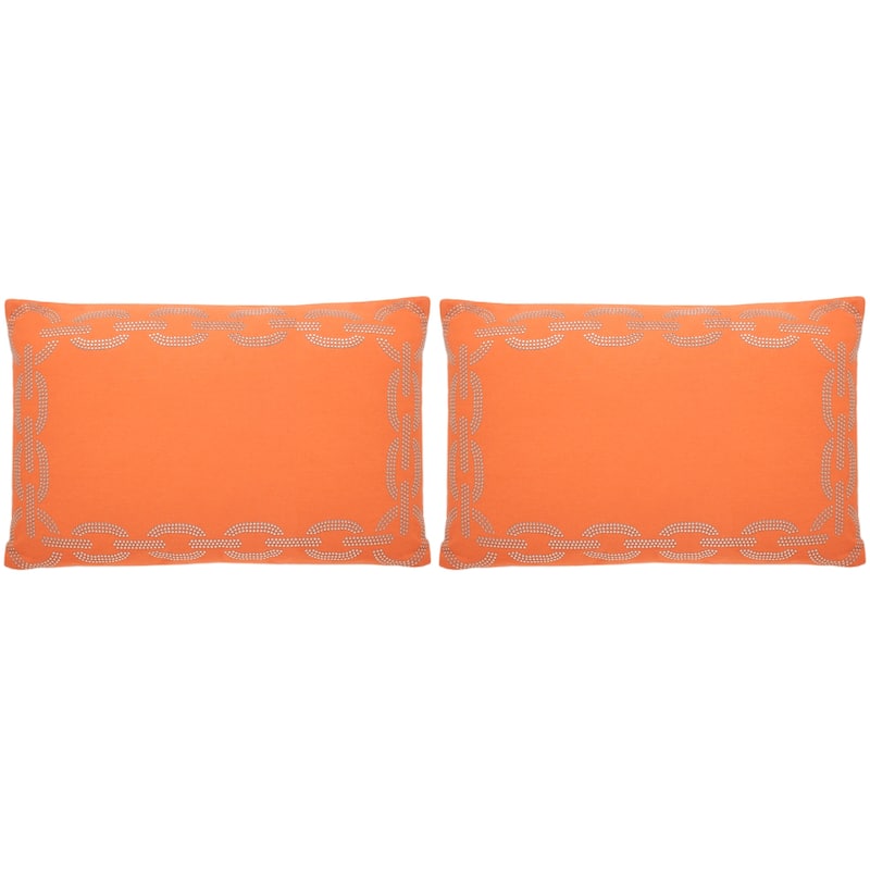 SAFAVIEH Maita 20-inch Orange Decorative Throw Pillow (Set of 2)