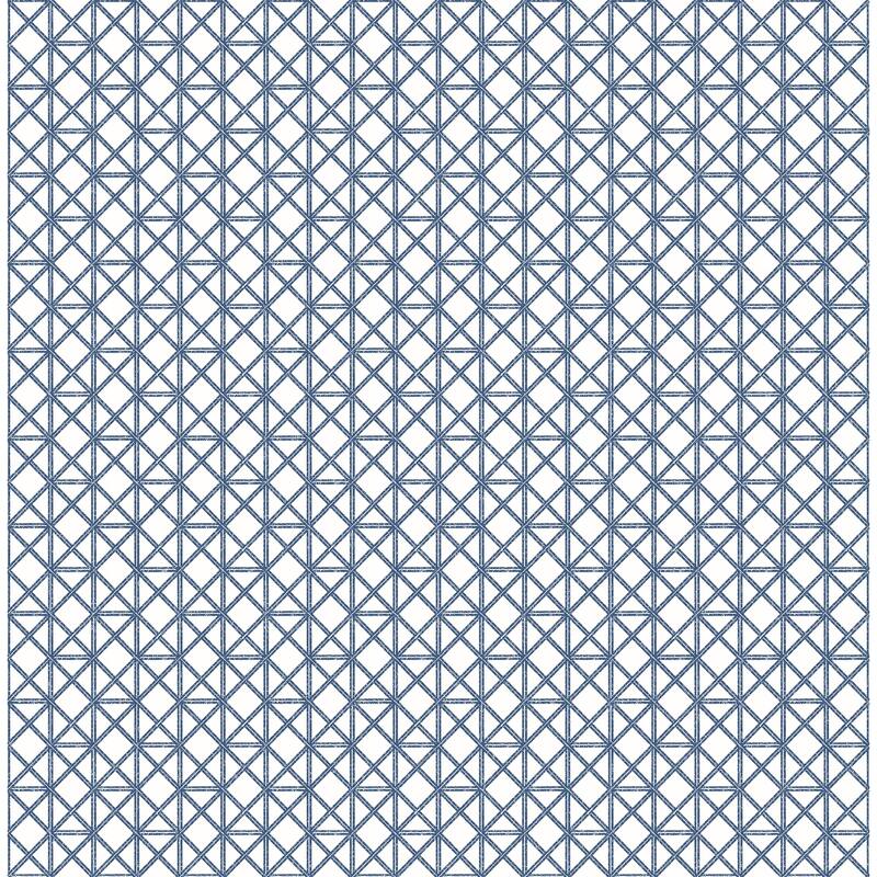 A-Street Prints Lisbeth Blue Geometric Lattice Wallpaper