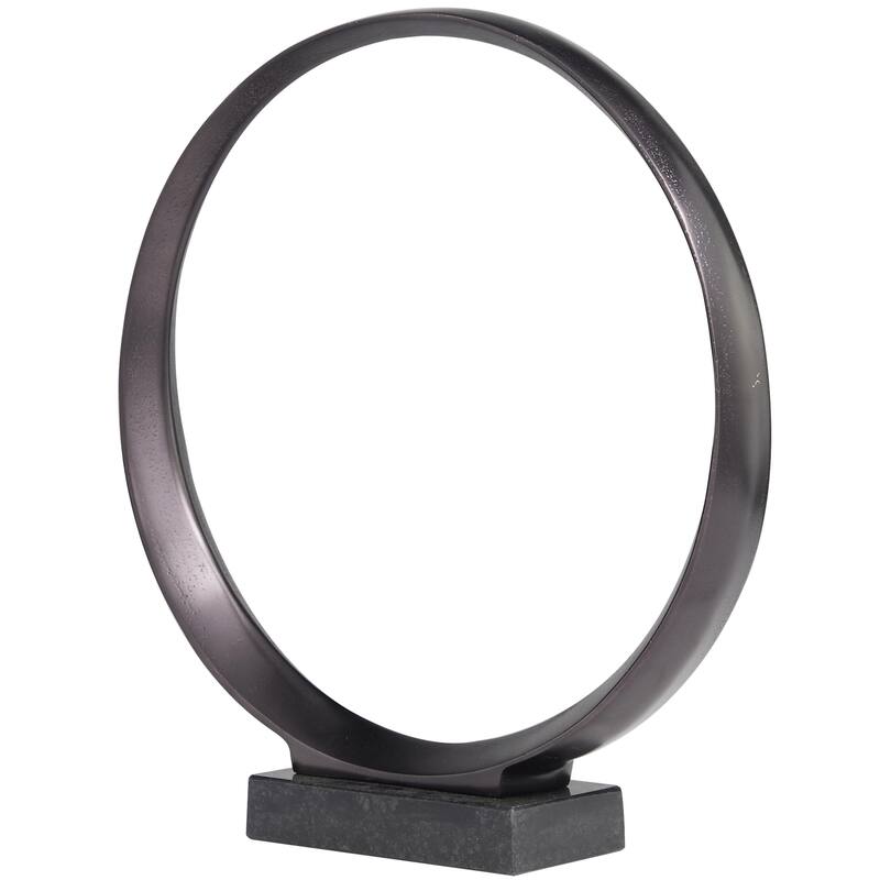 Aluminum Metal Geometric Sculpture with Marble Base - Set of 2 Dark Gray - Roche River Decor