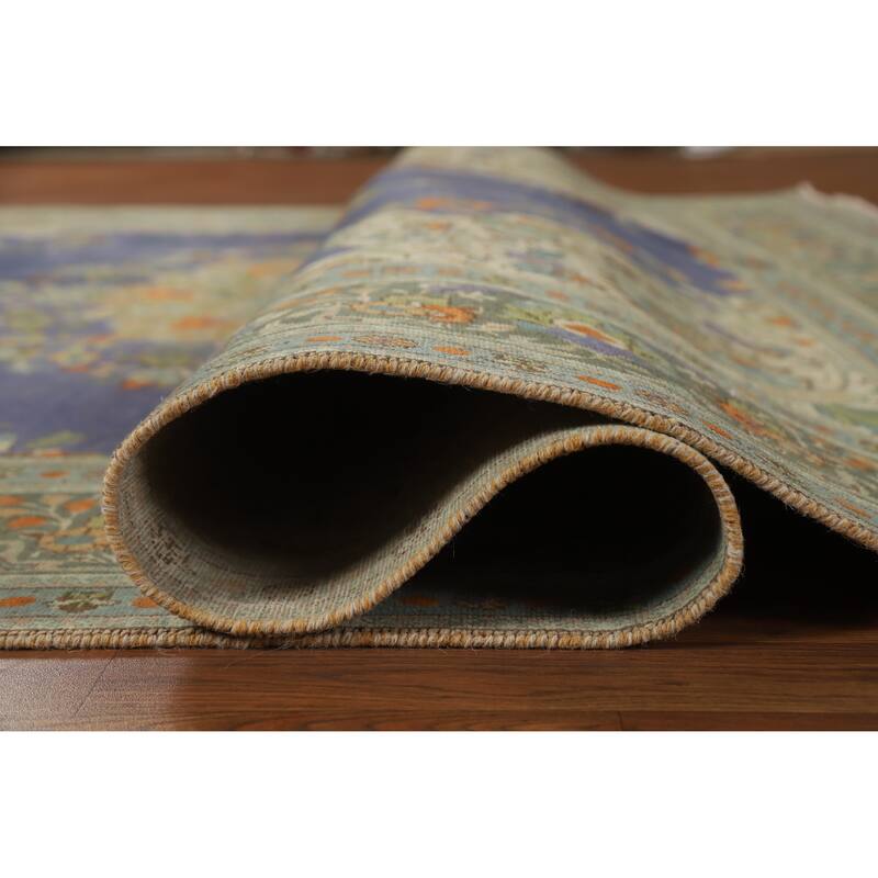 Hand Knotted Oriental 100% Wool Carpet Traditional Floral Purples Tabriz Area Rug - 11' 0'' X 8' 2''