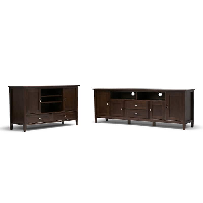 WYNDENHALL Norfolk SOLID WOOD 72 inch Wide TV Media Stand For TVs up to 80 inches - 72'' W x 17.5'' D x 26'' H