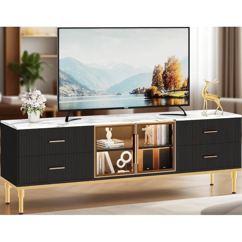 LED TV Stand, with 4 Drawers, Up to 75 Inch - Black