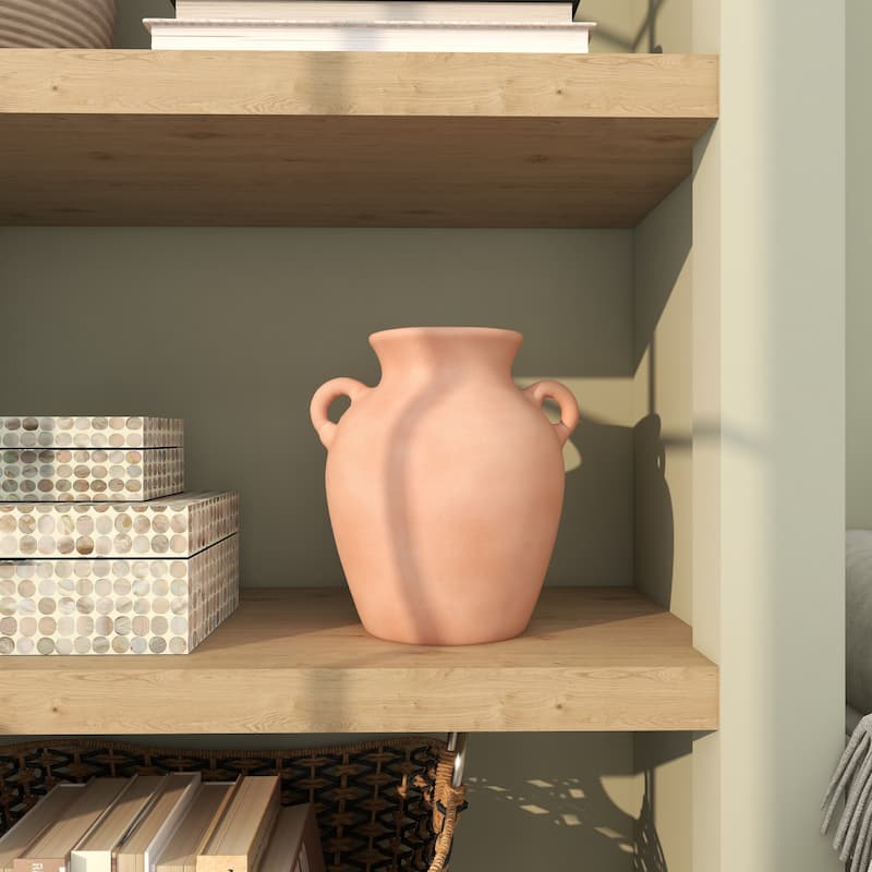 Ceramic Terracotta Jug Decorative Vase with Handles - Orange - Roche River Decor