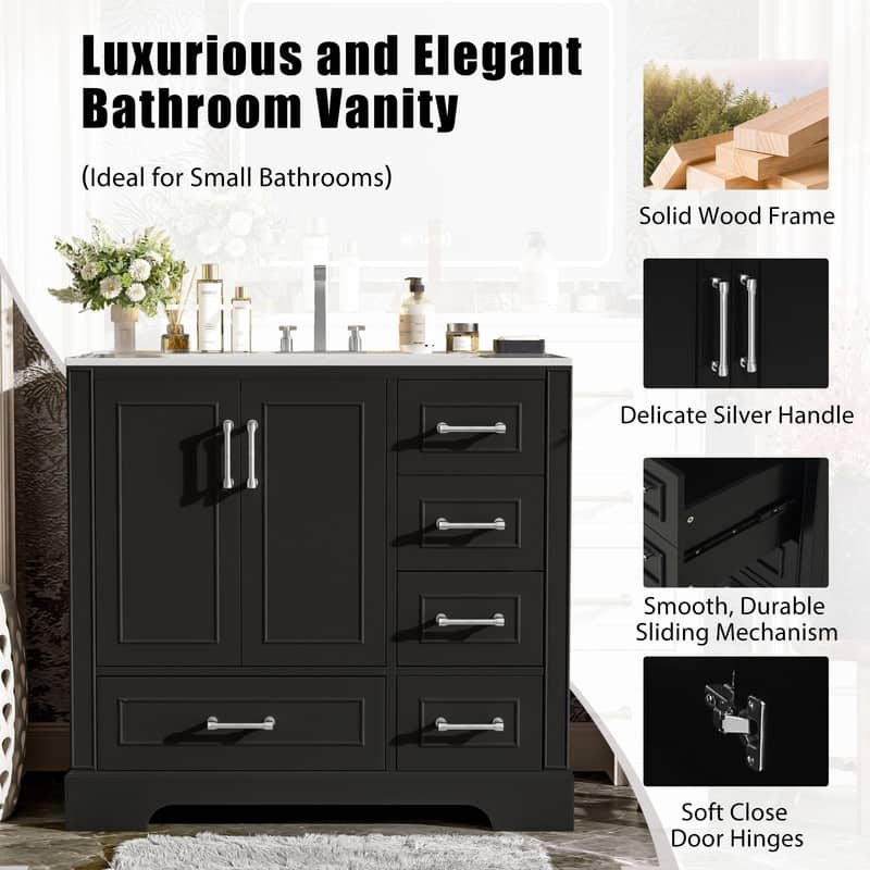 MEDUNJESS 36'' Bathroom Vanity with Ceramic Sink, Bathroom Storage Cabinet
