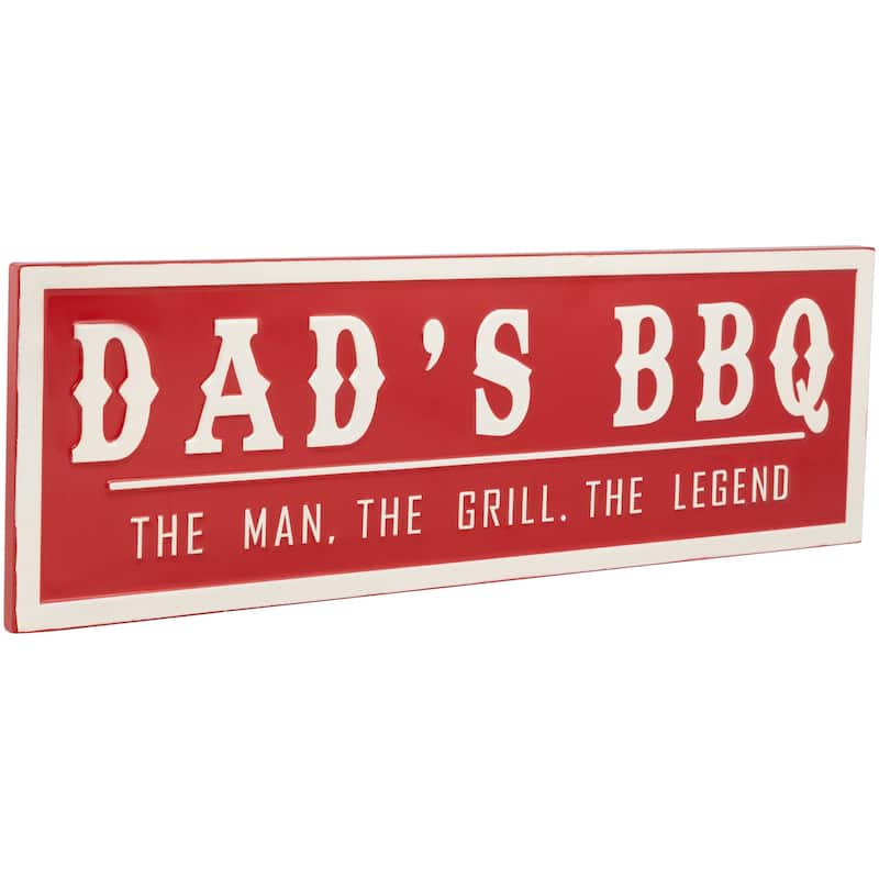 Dad's BBQ Metal Wall Sign - 23" - Red