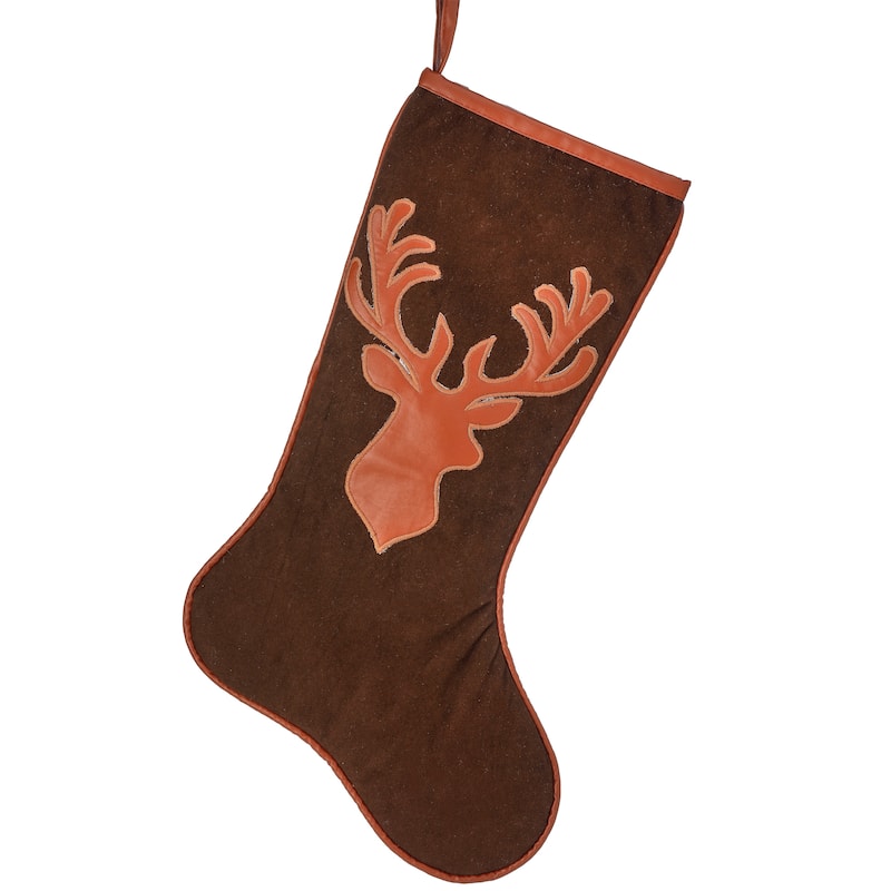 20" Velvet Embroidered Deer Stocking