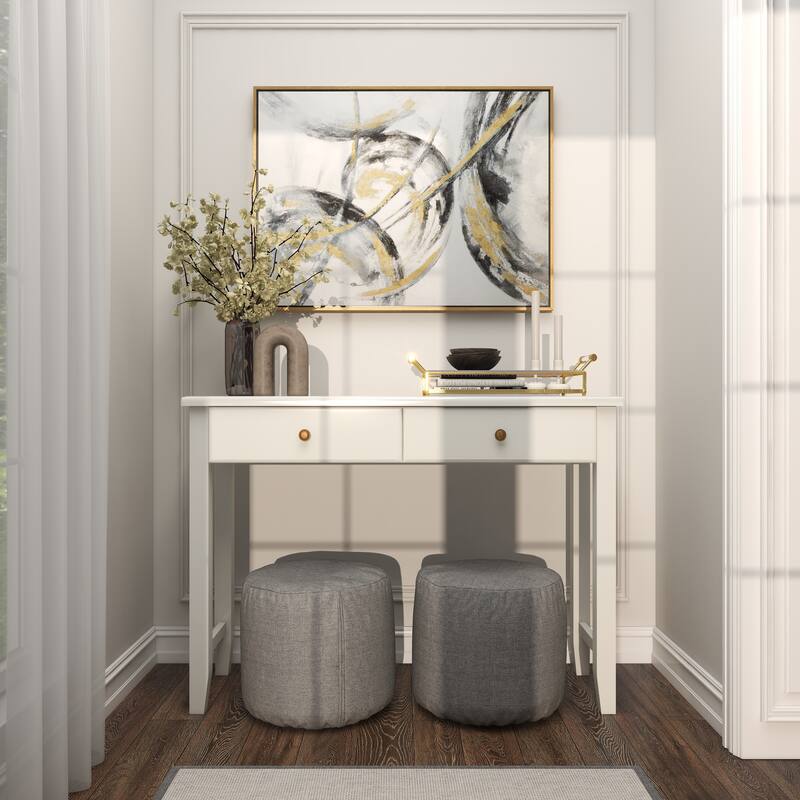 CosmoLiving by Cosmopolitan Gold Canvas Abstract Living Room Framed Wall Art with Gold Frame