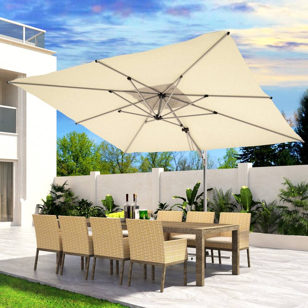 Outdoor 13' x 10' 360 Degree Rotation Double Top Cantilever Umbrella