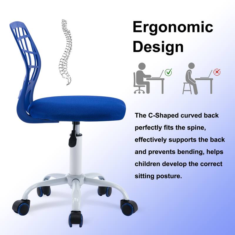 Mesh Ergonomic Swivel Armless Kids Study Chair with Adjustable Height