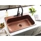 preview thumbnail 1 of 10, Angelico Copper 33" Single Bowl Drop-In Kitchen Sink with 3 Holes
