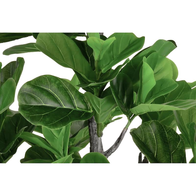 Artificial Fiddle Leaf Fig Tree in White Decor Pot, Faux Green Plant