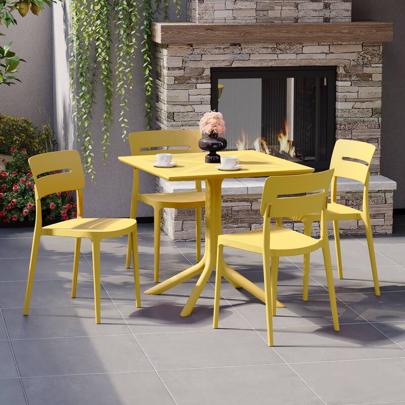 Frond and Form 4-Person Outdoor Square Dining Set