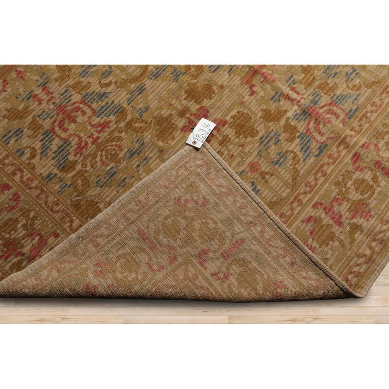 Hand Knotted Beige, Blue 100% Wool Transitional Oriental Area Rug - 14' 6'' x 19' 10''