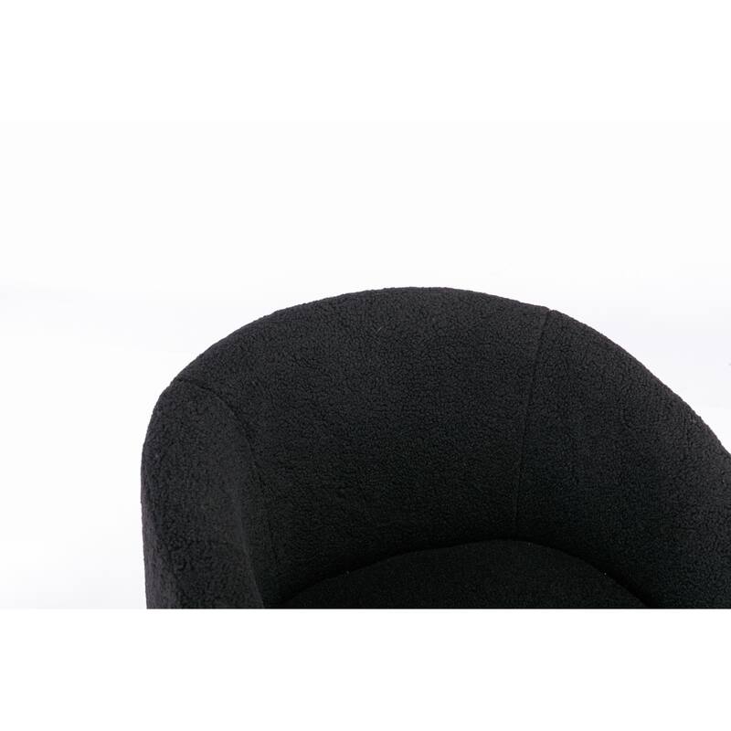 Wool Swivel Barrel Chair with 360° Rotation & Metal Base