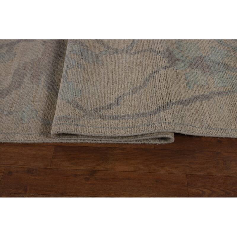 Vegetable Dye Oushak Turkish Large Rug Handmade Floral Wool Carpet - 13'9"x 19'3"