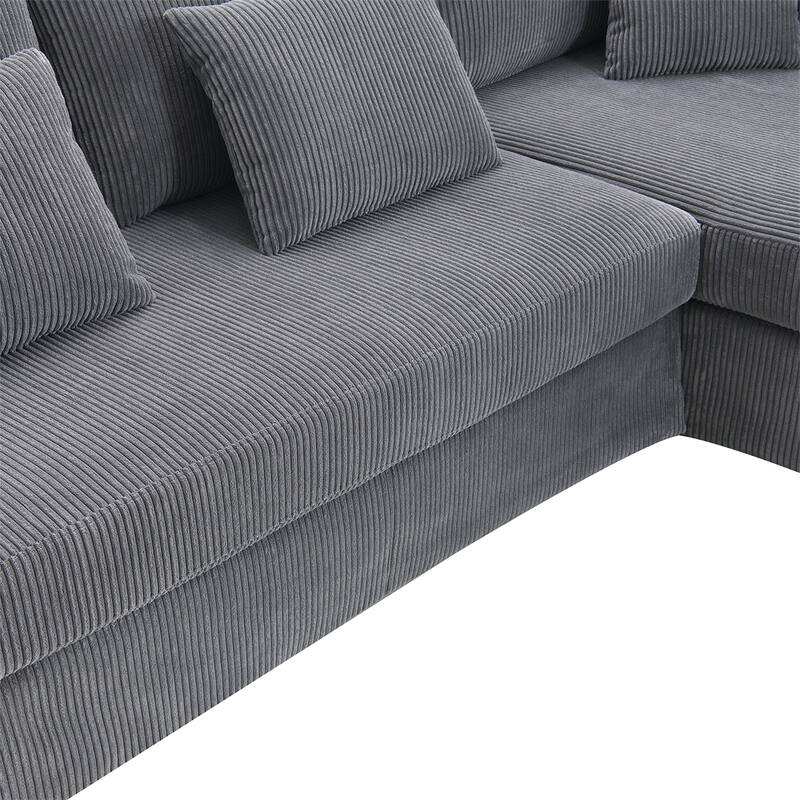 Modern L-shaped Corduroy Sofa with Reversible Chaise,4-seat