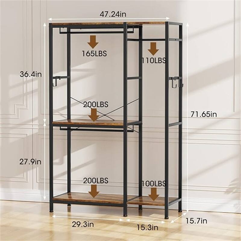 Free Standing closet organizer Heavy Duty clothes - 15.75"D x 47.24"W x 71.65"H