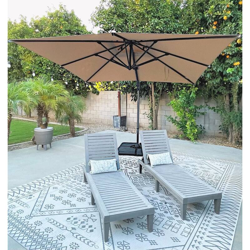 10FT Patio Cantilever Offset Umbrella with 360-degree Rotation Aluminum Umbrella with Base