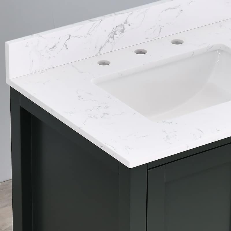 StarrySky 42 inch Undermount Left Sink Bathroom Vanity with Engineered Carrara Marble Top - 42 inch