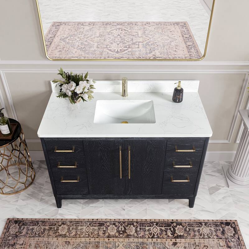 Gara Single Bath Vanity with Composite Stone Top without Mirror