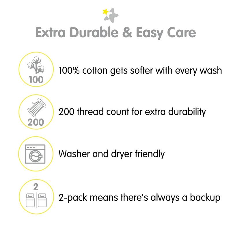 BreathableBaby Cotton Percale Pillowcase, For 13" x 18"/33 x 46 cm Toddler Pillow, Prints (2-Pack)