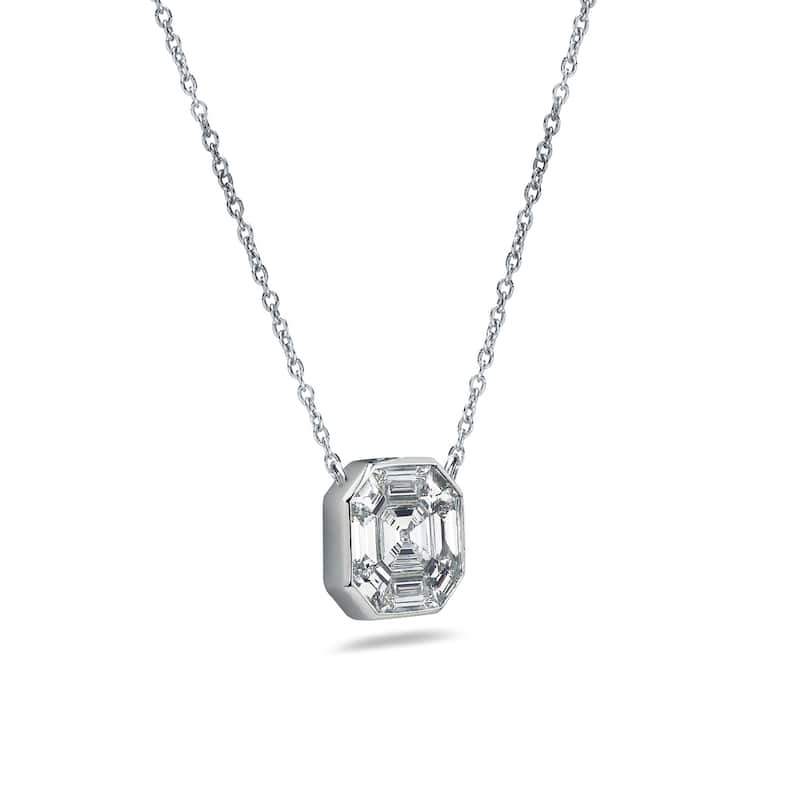 Auriya 14k Gold 1/3ctw Asscher-cut Diamond Station Necklace (G-H, VS1-VS2)
