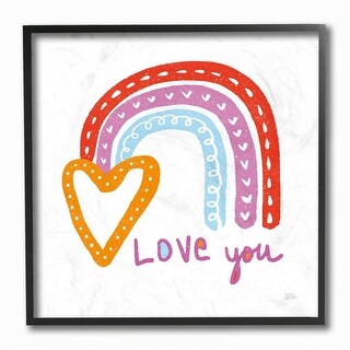 Stupell Love You Rainbow Hearts Children's Blue Word Design Framed Wall ...