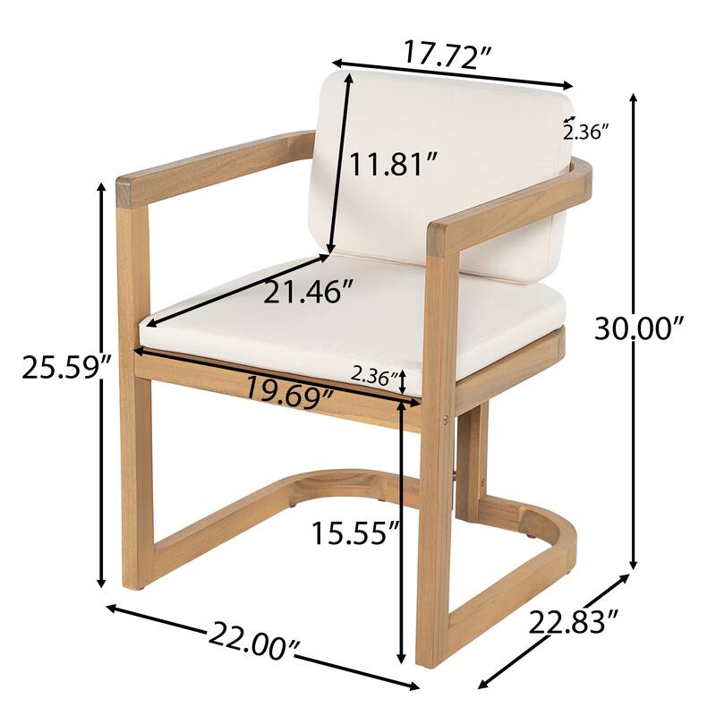 Christopher Knight Home - Outdoor Acacia Wood Dining Chairs with Cushions - Set of 2